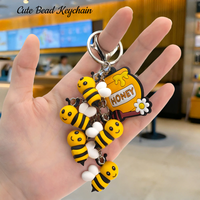 Nouveaux porte-clés en caoutchouc 3D en forme de abeille, breloques décoratives en vrac, cadeaux promotionnels en gros, multifonctionnels, gaufrés, pour meilleur ami