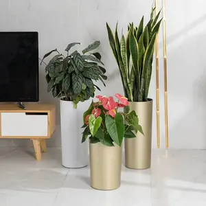 wholesale outdoor indoor garden round tall plastic planters plant pot modern planter