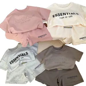 Summer Kids Girls Clothes Baby Clothing Thin Letter Print Boys Short Sleeve T-Shirt +Shorts 2 Piece Set