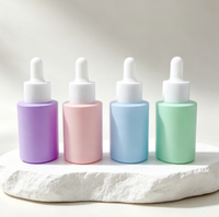 Flacons compte-gouttes en verre dépoli coloré à épaule plate, 30ml, 50ml, 60ml, 100ml, 2oz, pour sérum et huiles essentielles, couleurs violet clair, rose, ambre, transparent