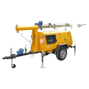 Tour d'éclairage mobile surélevée à LED, alimentation CA, base en acier jaune, durée de vie de 50 000 heures, pour la construction et l'industrie - Product Image 1