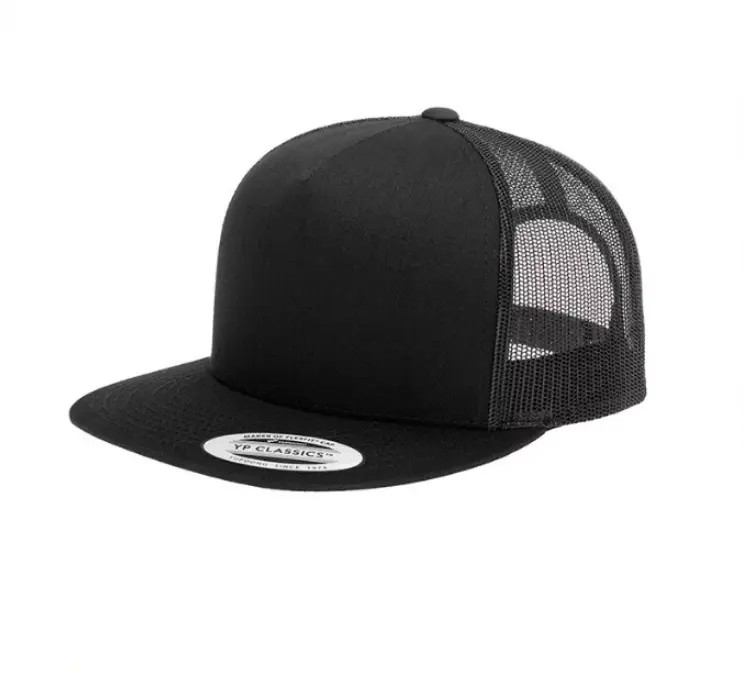 Custom 6 panel snapback yupoong style black 3D embroidered snapback cap
