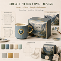 Taza de Café de Porcelana Fina Personalizada, Diseño Elegante de los Fiordos Noruegos, Recuerdo, a Prueba de Fugas, Apta para Lavavajillas, con Diseño de Velero Glaciar Nórdico