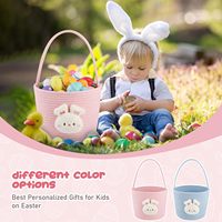 Panier de Pâques personnalisé avec poignée, forme ovale, lapin, corde tressée, cadeau vide, œufs, panier de chasse au trésor pour bébé, en bois