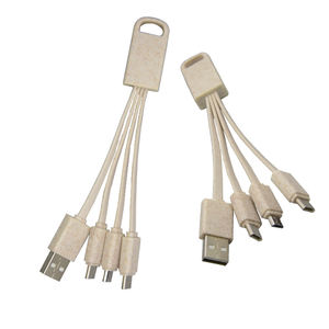 Gadgets Innovative Wheat Straw Eco Charging Cables 3 en 1 Usb Charging Cable Keychain Environmentally Friendly Degradable - Product Image 1