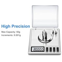 Balance numérique de poche précise 50g/0,001g, idéale pour peser les bijoux et les diamants, écran LCD, fonctionne sur piles