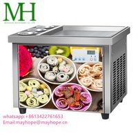 Máquina comercial de helados fritos, sartén plana, helado, máquina de rollo de helado