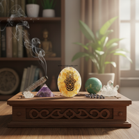 Agate jaune naturelle faite à la main pyramide Aventurine Hamsa symbole Chakra guérison Feng Shui orgone mascotte pierre semi-précieuse artisanat