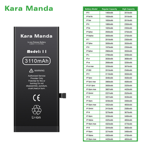 Kara Manda Batterie de téléphone portable longue durée pour <span class=keywords><strong>IPhone5</strong></span> 5s 6 6s 7 8 Plus X Xr Xs 11 12 13 14 15 Pro Noir pour IPhone Stock - Product Image 1