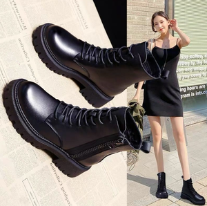 Nuovi Stivali alla Caviglia Alti Invernali da Donna in Peluche Stile Britannico di Tendenza per l'Autunno - Product Image 1