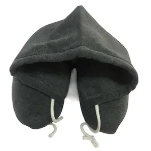 Neck Travel Pillow with Hoodie U Shaped Travel Pillow with Hood Sleeping Support polystyrene Foam microbeads Stress Pillow