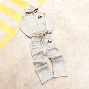 Produsen Pakaian Set 2-Potong Musim Gugur Musim Dingin Khusus, Sweatshirt Berkerudung Panjang Bermotif, Celana Olahraga Berikat Ganda untuk Rajutan Kasual - Product Image 1