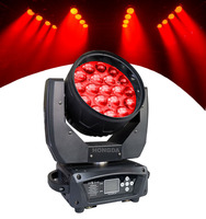 2 projecteurs LED Wash à tête mobile DMX 19x15W avec zoom, 19*15 RGBW 4-en-1, avec culot E27 et flight case