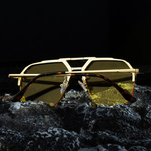 Partagasファッション流行のカスタムロゴハーフリムスクエアダブルブリッジ春ヒンジUV400シェードサングラス男性用 - Product Image 4