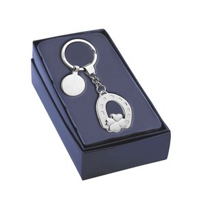 Porte-clés personnalisé avec logo, fer à cheval et trèfle à quatre feuilles, en métal durable - Product Image 2