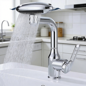 Grifo Clásico Monomando de Acero Inoxidable con Cerámica, Extraíble, para Cocina, Cascada, Agua Fría y Caliente, para Fregadero/Lavabo - Product Image 1