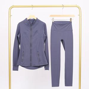A01 Blazer con colletto rialzato, Set di pantaloni da nove pollici, cerniera dorata, cappotto Slim-fit, abbigliamento <span class=keywords><strong>Fitness</strong></span> <span class=keywords><strong>Yoga</strong></span> elasticizzato ad asciugatura rapida - Product Image 2