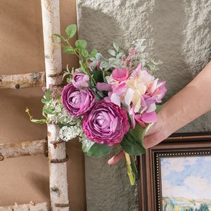 Bouquet de fleurs artificielles Suya Lulian, violet clair, en tissu tissé plastique, décoration de mariage, artisanat de style Ins - Product Image 2