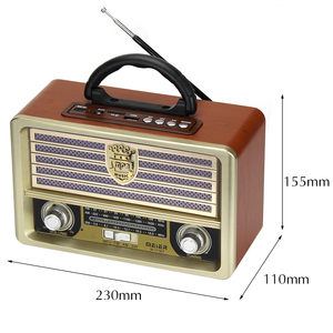 MEIER M-113BT Radio rétro en bois portable sans fil BT AM/FM/SW lecteur USB/TF batterie 1200mAh - Product Image 2