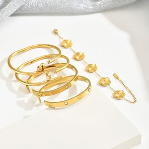 Women's Waterproof Stainless Steel 18K Gold Plated High-grade Exquisite Trendy Bangle Set Ball Gift for Party - Product Image 5