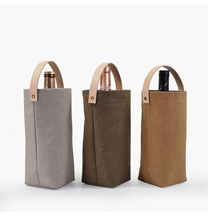 Custom logo Eco-friendly Luxury Gift household washable kraft paper bag red wine bag