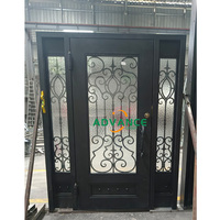 Porte-fenêtre de balcon noir français Porte battante en fer forgé Crittall Acier Verre Saloon Fenêtres et portes