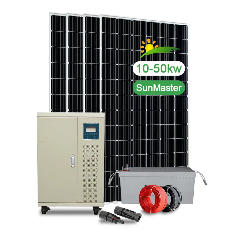 Sunmaster-système solaire domestique hybride, avec panneau solaire, 10kw, générateur, 10kw, hors réseau électrique