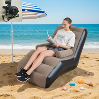 Nouveau canapé gonflable pliable en PVC floqué en forme de S, fauteuil de relaxation moderne et portable pour salon et extérieur, idéal pour la sieste et la détente