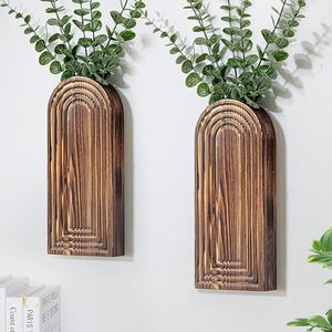 Plante suspendue en <span class=keywords><strong>bois</strong></span> brun naturel de haute qualité, <span class=keywords><strong>vase</strong></span> <span class=keywords><strong>mural</strong></span> pour chambre à coucher - Product Image 1
