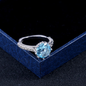 Blue Accent Ring for Women Elegant Fashion Proposal Party Finger Accessory Gift - Product Image 3