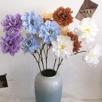 3 pivoines d'hibiscus pour décoration de mariage et de maison, fleurs artificielles en plastique et en soie, fleurs de pivoine simulées