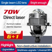 Lente de proyector de lentes bi LED láser de fábrica 3,0 70W 6000K H4 H7Car Bi-Led lente de proyector faro láser con cuentas dobles
