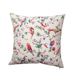 Flor aves patrón liso <span class=keywords><strong>de</strong></span> lona <span class=keywords><strong>de</strong></span> algodón funda <span class=keywords><strong>de</strong></span> almohada funda <span class=keywords><strong>de</strong></span> cojín para sofá - Product Image 2