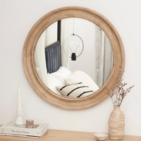 Bingkai Cermin Kayu Rustic Putih Hitam untuk Meja Rias Hotel & Cermin Dekoratif, Pemasangan di Dinding yang Tahan Lama, Permintaan Tinggi