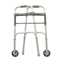 Cadre de marche pliant en aluminium marcheur argenté à roues avant mobile pour adultes âgés