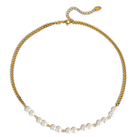 Collier tendance en acier inoxydable hypoallergénique avec perles d'eau douce, résistant au ternissement, étanche, plaqué or 18 carats