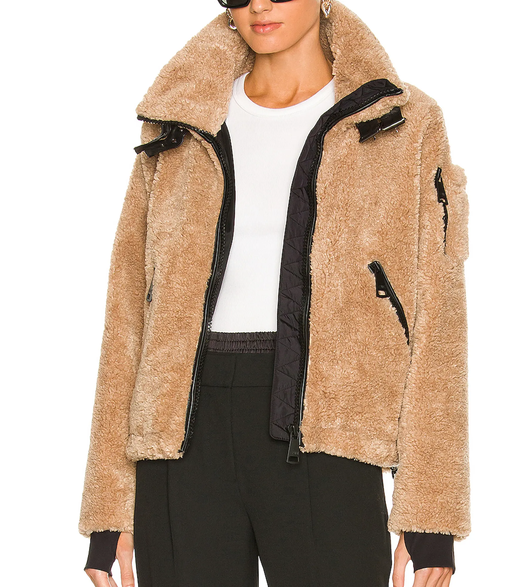 2024 patlayıcı moda kadın ceket uzun yaka serin fermuar tasarım zarif basit sıcak kış yüksek kalite