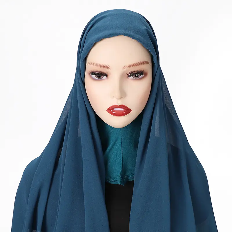 NEW wholesale supplier turkey fashion muslim women shawl headscarf 2 in 1 jersey inner caps chiffon Instant hijab