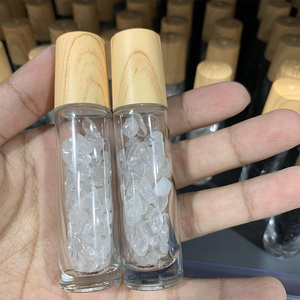 5 flacons en bambou à rouler de 10ML, bouteilles en verre, pierres précieuses, métal, huile essentielle, verre transparent - Product Image 2