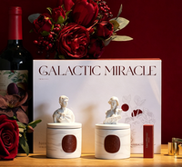 Coffret Cadeau Bougie Parfumée Sculpture Saint George Ornement Diffuseur d'Huile en Céramique Longue Durée Sans Alcool