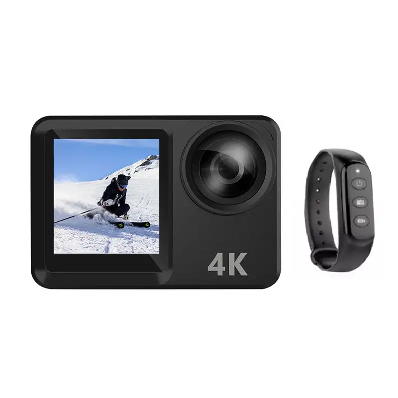 4K Digital UHD WIFI Dual IPS touch screen colorful Action Camera EIS Sports cam with bracelet mote control microphone