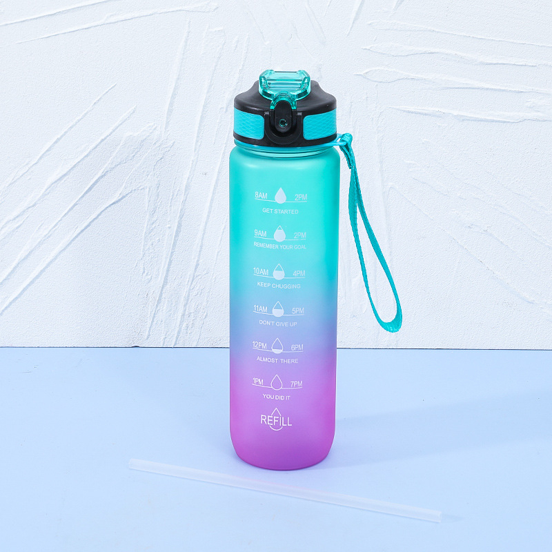 Custom Logo 32oz Sports Water Bottle with Time Marker Gym Motivational ...
