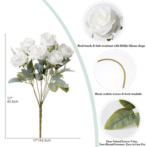 ดอกกุหลาบสีขาวหรูหรา 6 หัว ประดับตกแต่งงานแต่งงาน - Product Image 2