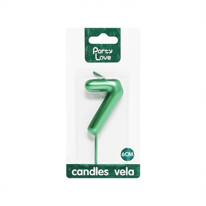 Vela de Cumpleaños con Número 7, Color Verde, 6 cm, de Party Love - Product Image 1