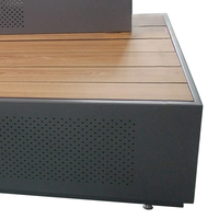 Banc ovale en acier et bois HPL pour l'extérieur, idéal pour les parcs, les restaurants, les centres commerciaux, les salles d'attente et les espaces de loisirs en ville