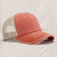 Gorra Trucker Deportiva Vintage de Algodón Lavado con Malla y Logotipo Bordado Personalizado, con Cierre de Hebilla Metálica