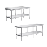 Table de travail commerciale en acier inoxydable à 2 niveaux, table de laboratoire pour restaurant et atelier