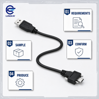 Kabel Pengunci Sekrup USB 3.2 Gen 2 10Gbps USB A ke USB C LUNG KAY Industrial untuk Kamera, Medis, CNC, Pemasok Kustom OEM ODM