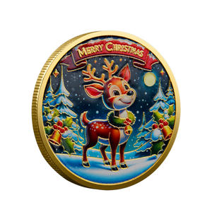 Коллекционная металлическая монета «Рождественский олень в снежном пейзаже» – традиционный сувенир, креативное изделие ручной работы - Product Image 2