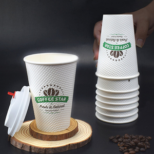 Bicchieri di Carta Usa e Getta con Coperchi per Bevande Calde e Fredde, Vendita all'Ingrosso, Stampa Logo Personalizzata, Marrone Kraft e Bianco - Product Image 1